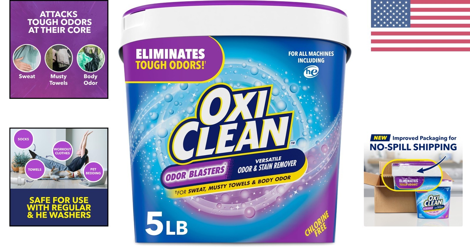Odor Blasters 5 lb Oxygen-Based Stain Remover Powder – Chlorine-Free Freshness