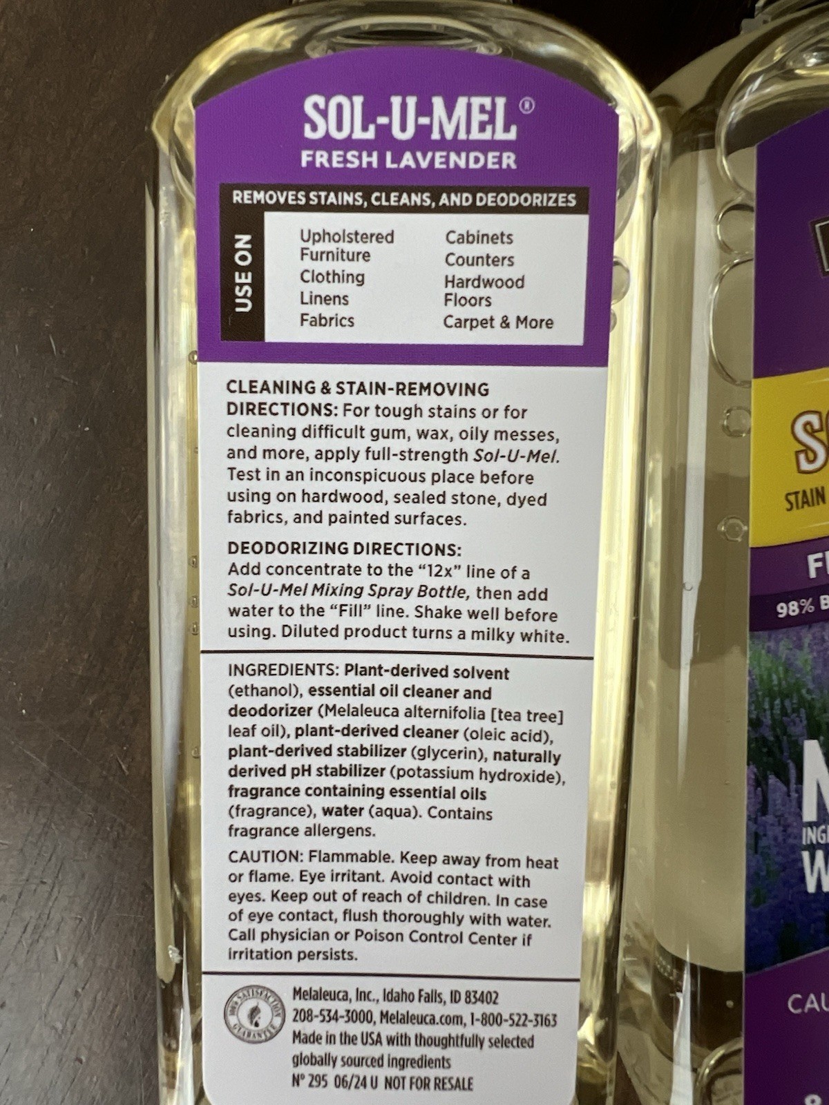 Melaleuca Ecosense Sol-U-Mel Lavender Stain Remover Concentrate 8 oz – 2 Pack