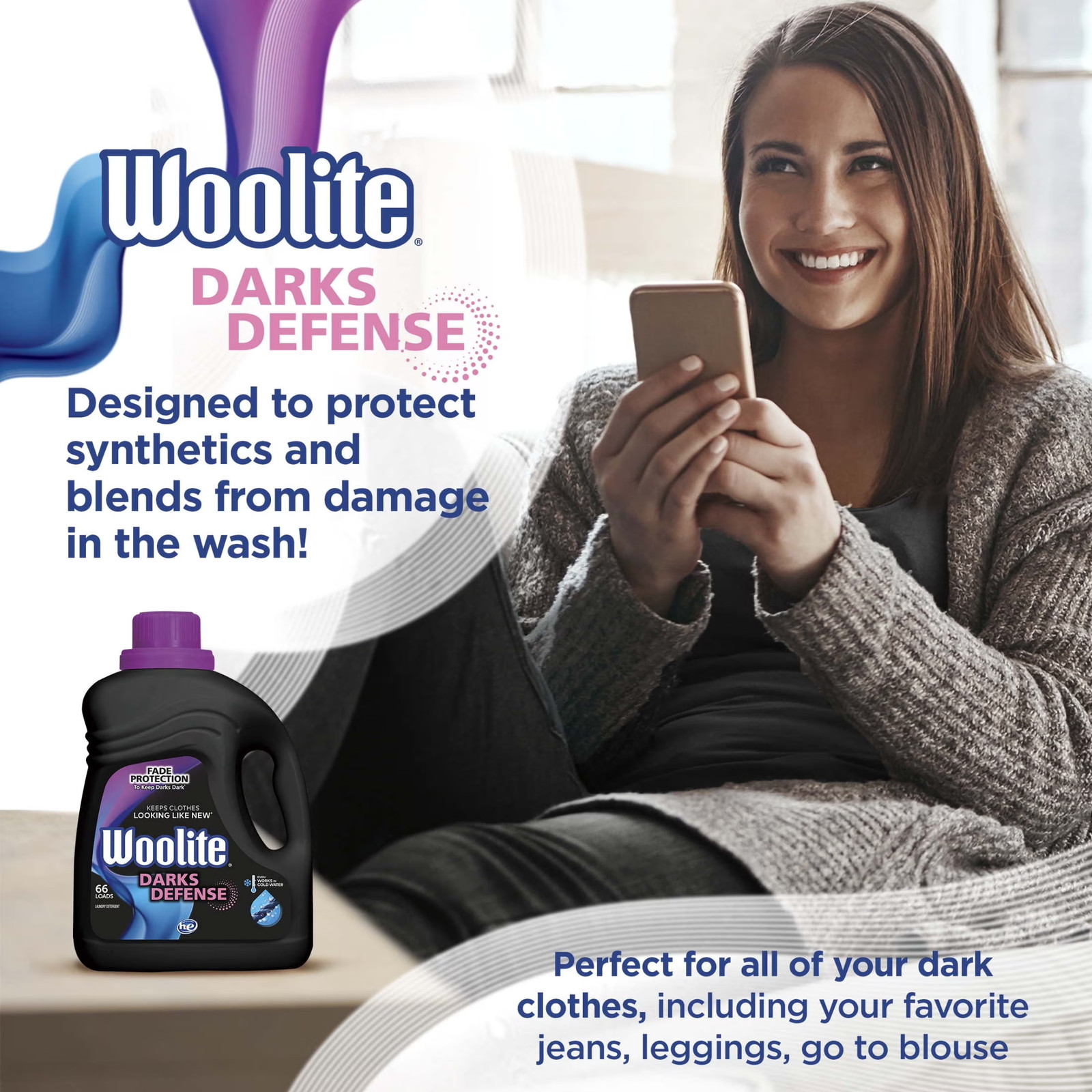 66 Loads, Darks Defense Liquid Laundry Detergent – Protects Dark Clothes from