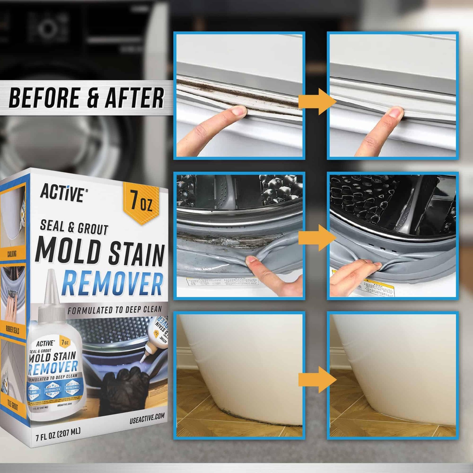 ACTIVE Mold Stain Remover Gel Cleaner 7 Fl Oz (Pack of 1), Clear