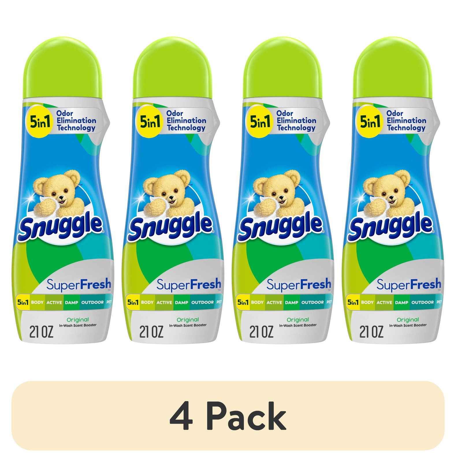 (4 pack) Snuggle SuperFresh In Wash Scent Booster, Original, 21 Ounce