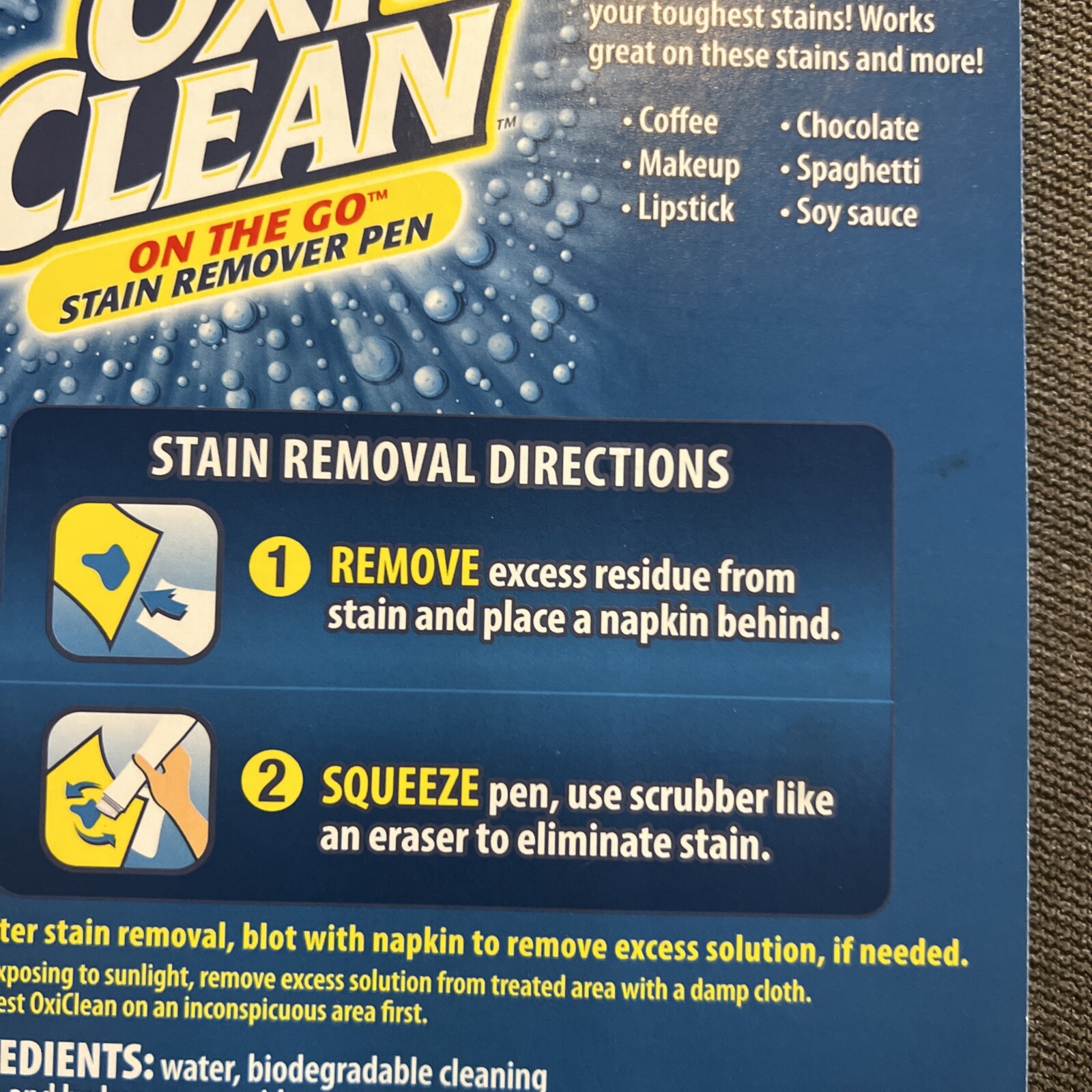 OxiClean On The Go Stain Remover Scrubber Pen for Clothes and Fabric HTF