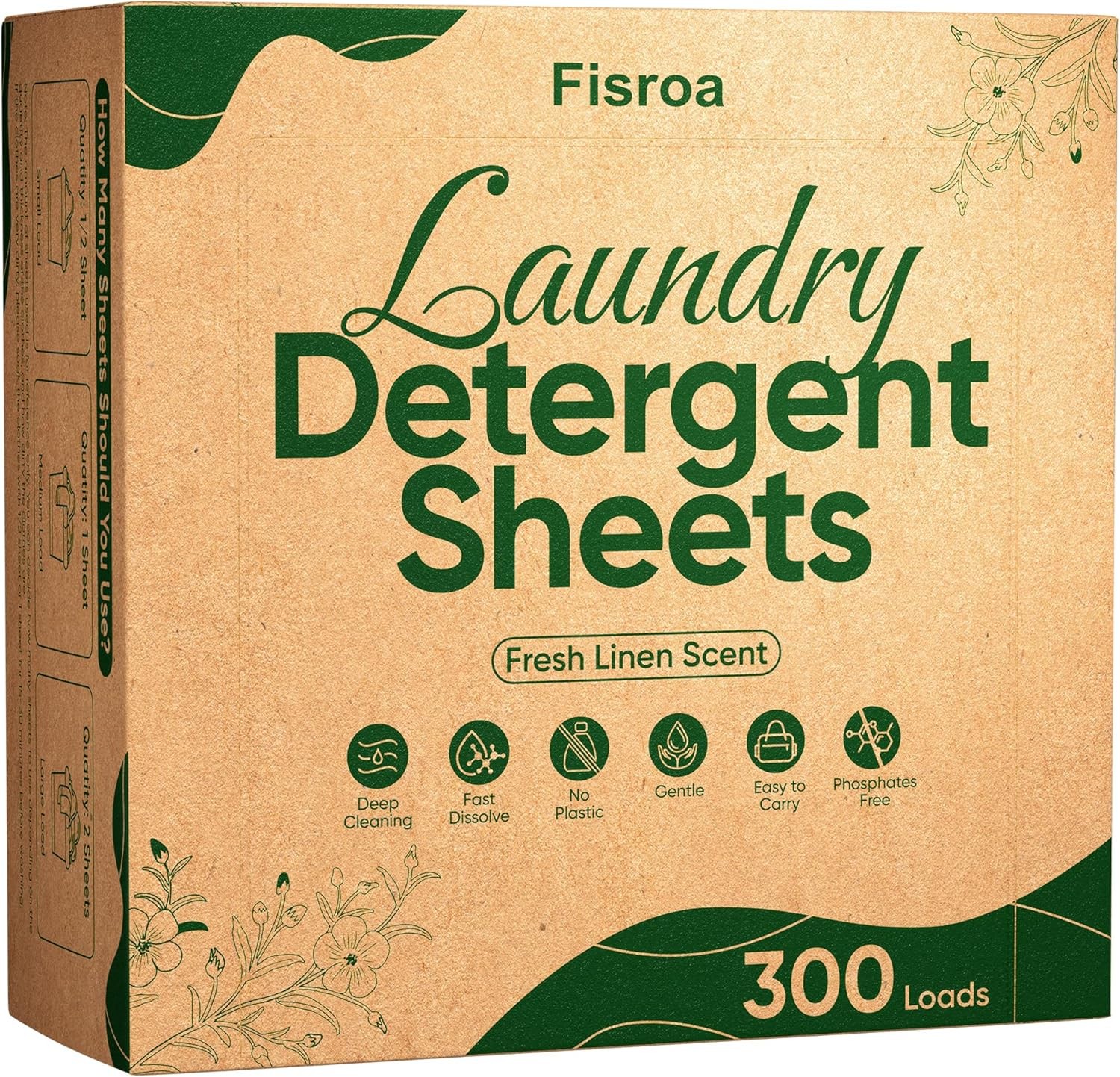 Travel Laundry Detergent Sheets 300 Loads Eco-Friendly Washing Detergent Sheets
