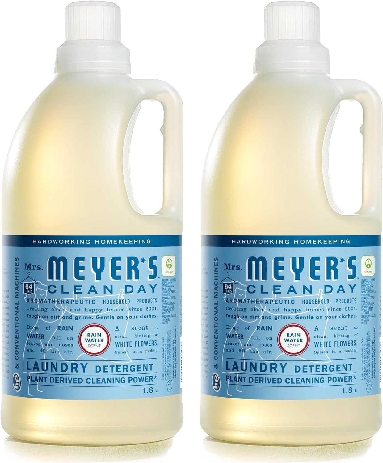CLEAN DAY Laundry Detergent, Rain Water, 64 fl oz, 2 Pack