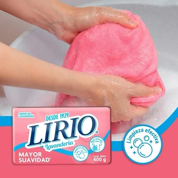 3X LIRIO Jabón de Barra Tejidos Delicados 🇲🇽 Bar Laundry Soap, 400g, 3 Pack