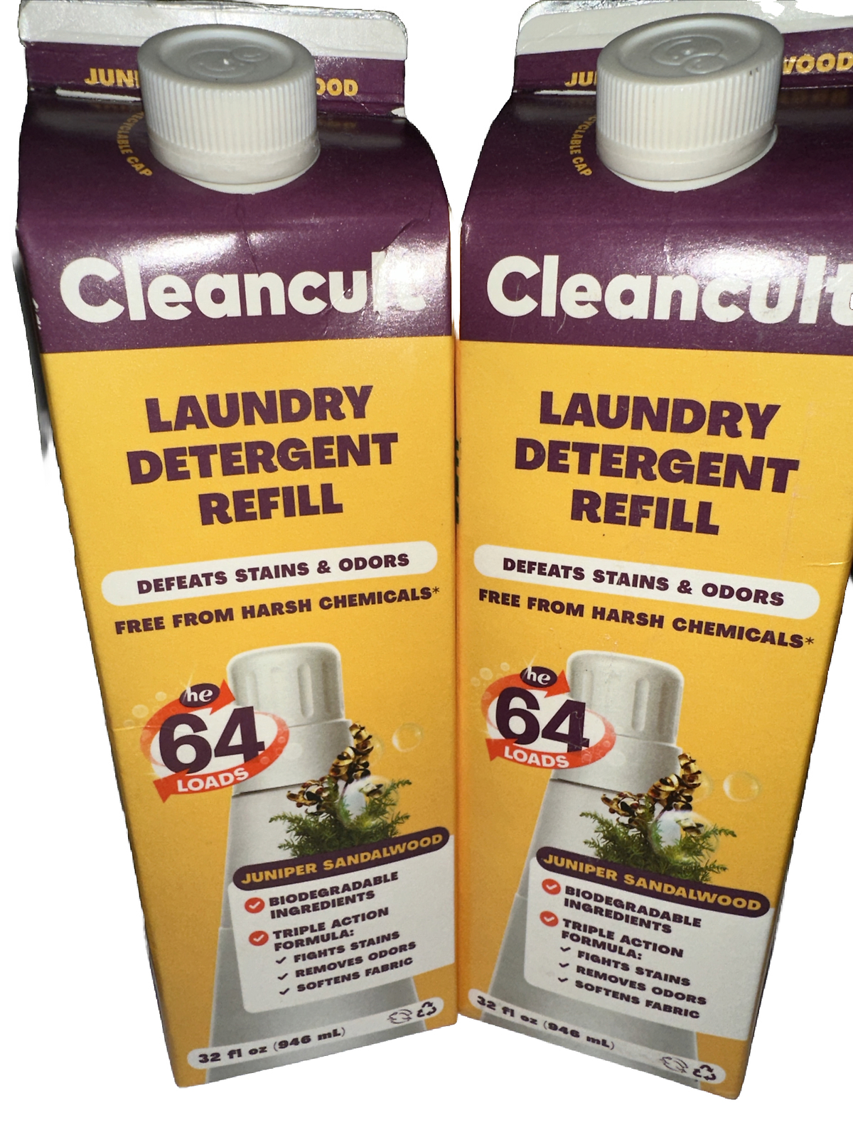 Cleancult JUNIPER SANDALWOOD Laundry Detergent Refills – 32 fl.oz x 2=128 Loads