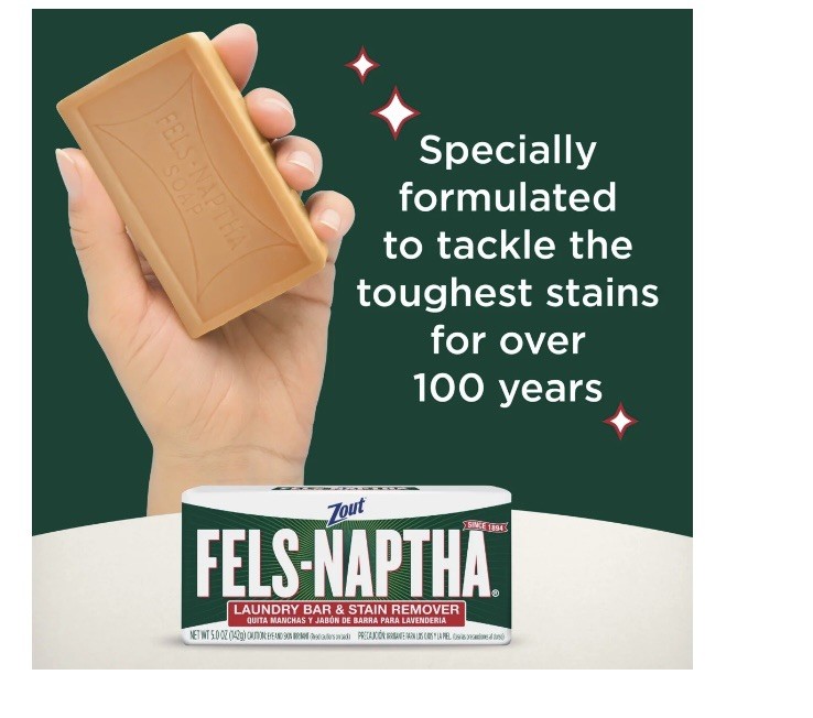 Zout Fels-Naptha Laundry Bar, Stain Remover Soap, 5 oz, 12pk.