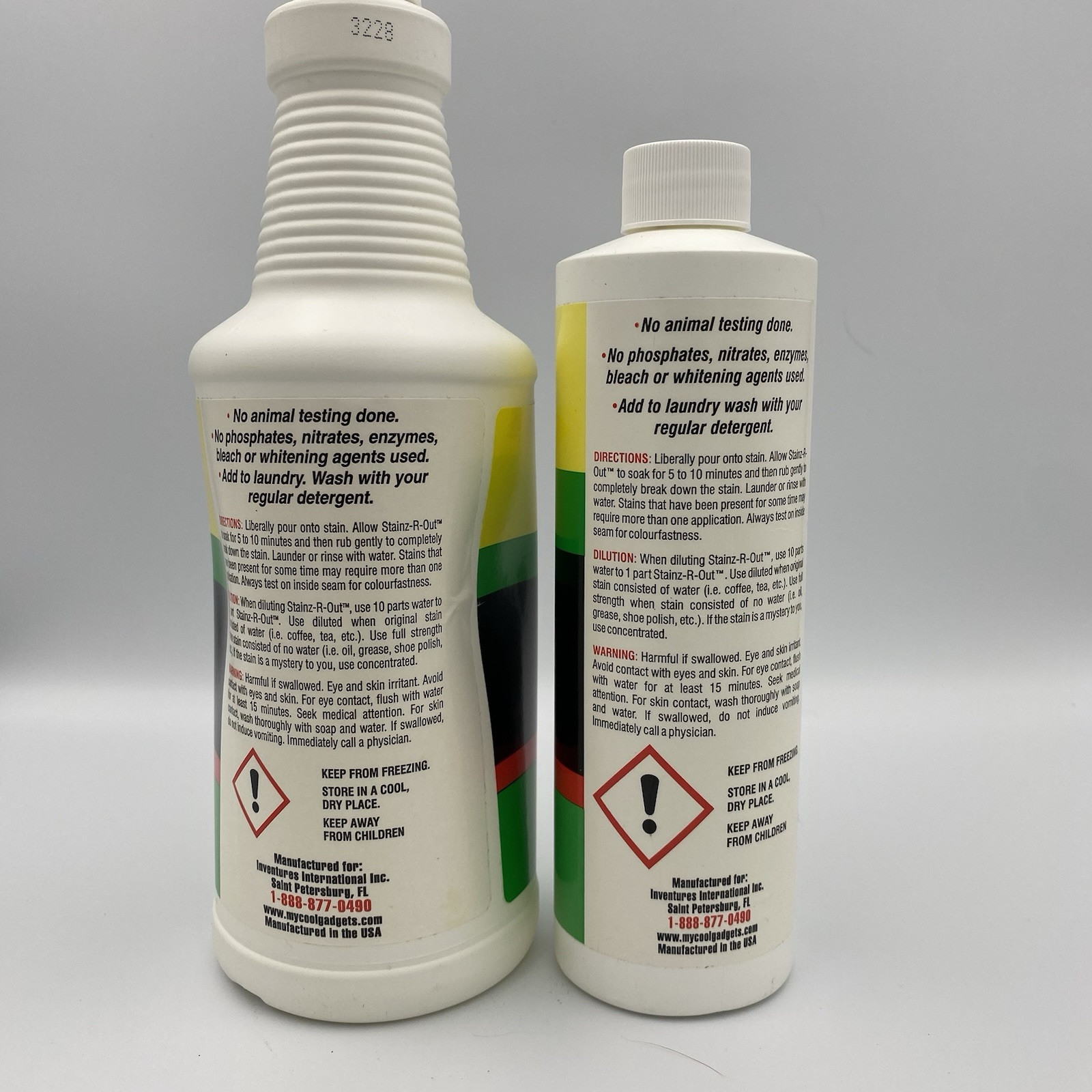 2 Ultra Stainz R Out 32 & 16 oz Size Concentrated Stain Remover Banana Oil Type