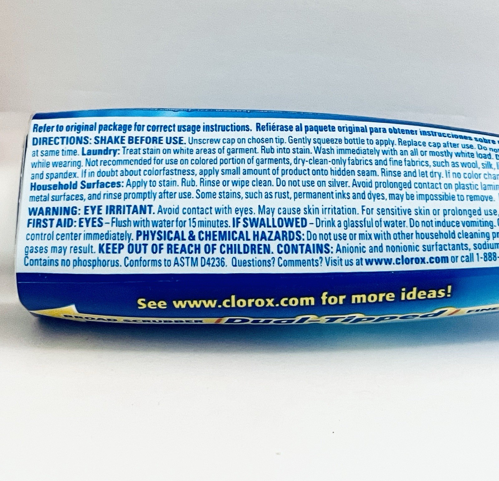 CLOROX BLEACH PEN GEL DUAL-TIPPED BROAD SCRUBBER FINE POINT 2 OZ DISCONTINUED