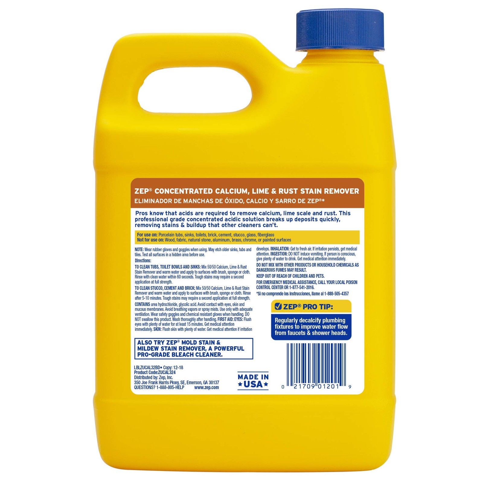 Enforcer ZUCAL32 32-Ounce Zep Calcium Lime 32 Fl Oz (Pack of 1), Light Yellow