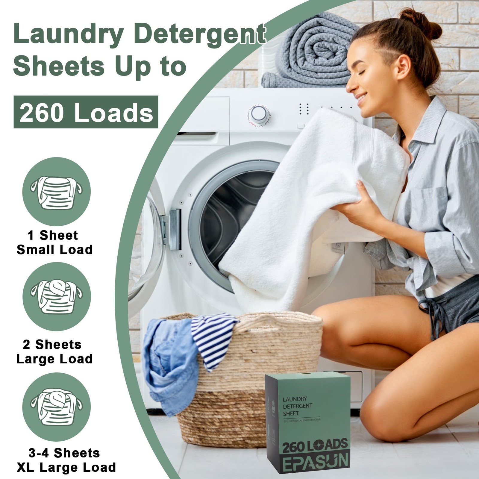 Laundry Detergent Sheets 260 Loads, Fresh Scent, Eco-Friendly Liquidless Soap…