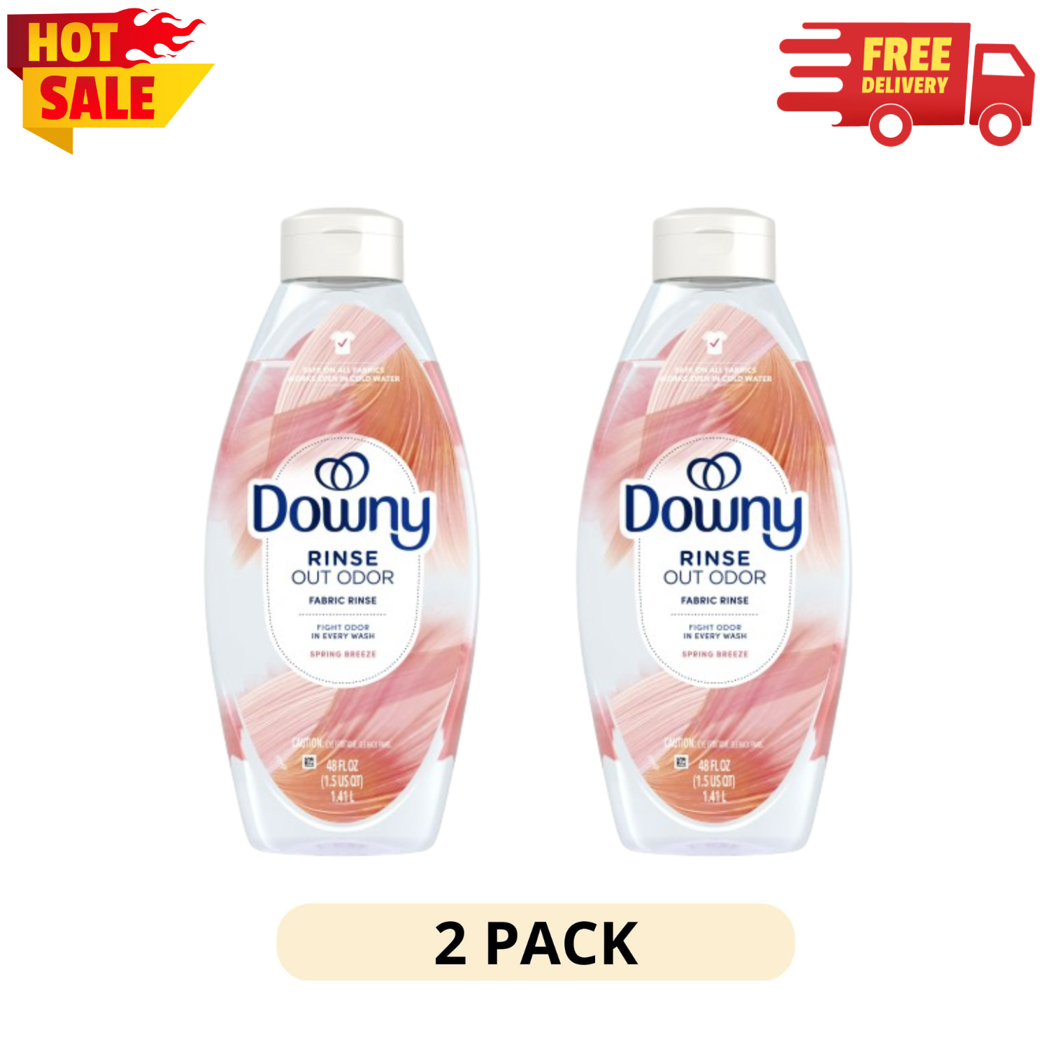 (2 Pack) Downy Rinse Out Odor Laundry Rinse Spring Breeze 48 oz Fabric Freshener