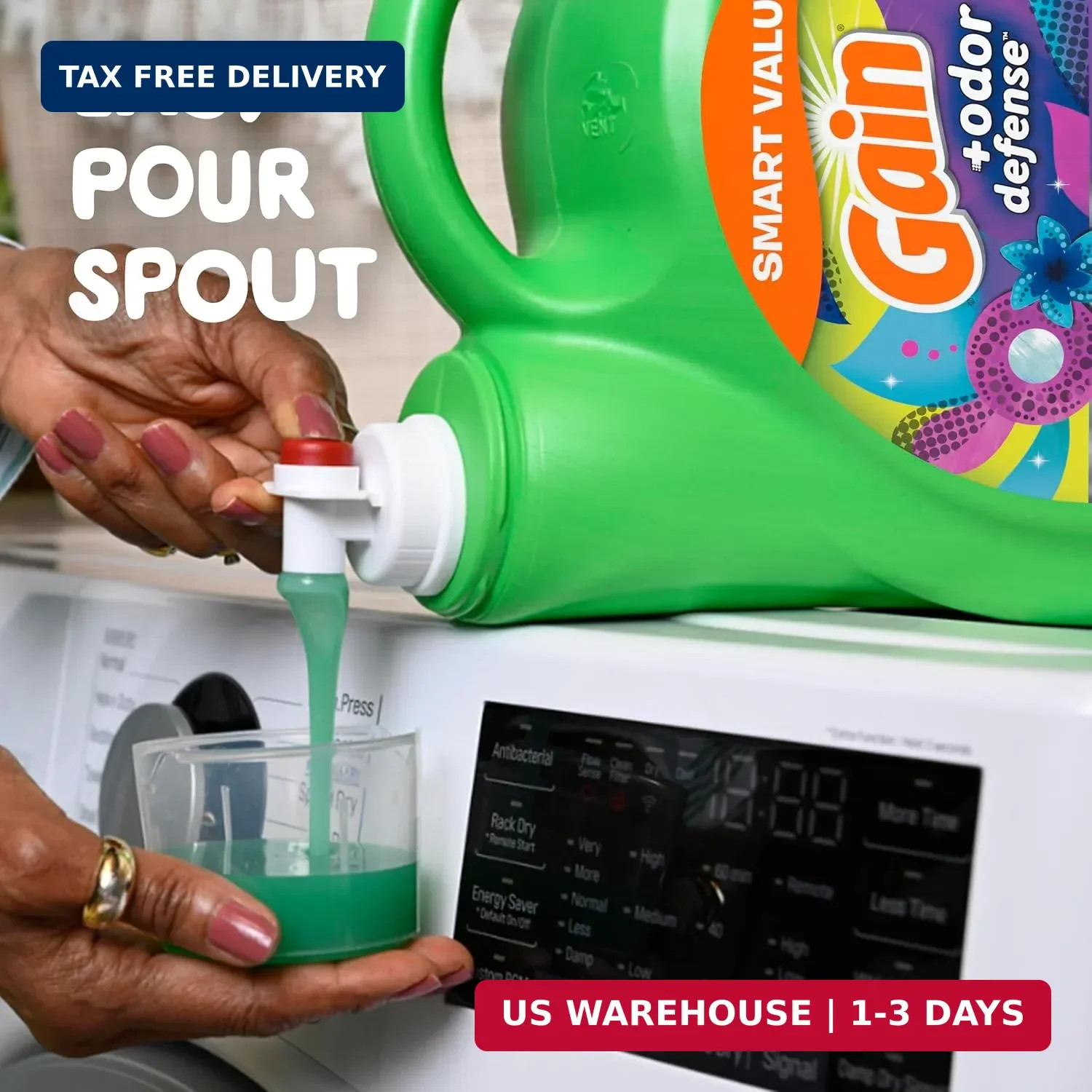 Gain + Odor Defense Liquid Laundry Detergent, Super Fresh Blast Scent, 107 Loads