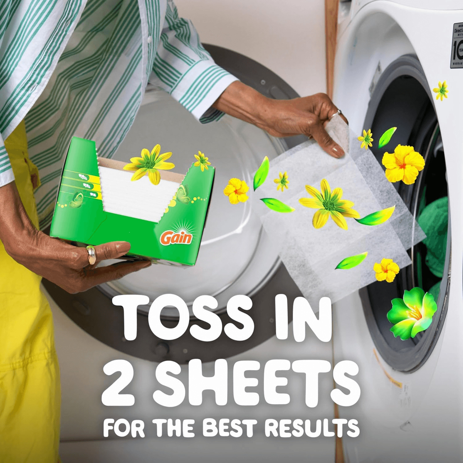 Gain Dryer Sheets Plus Wrinkle Release Original Scent 120 Count Fights Static