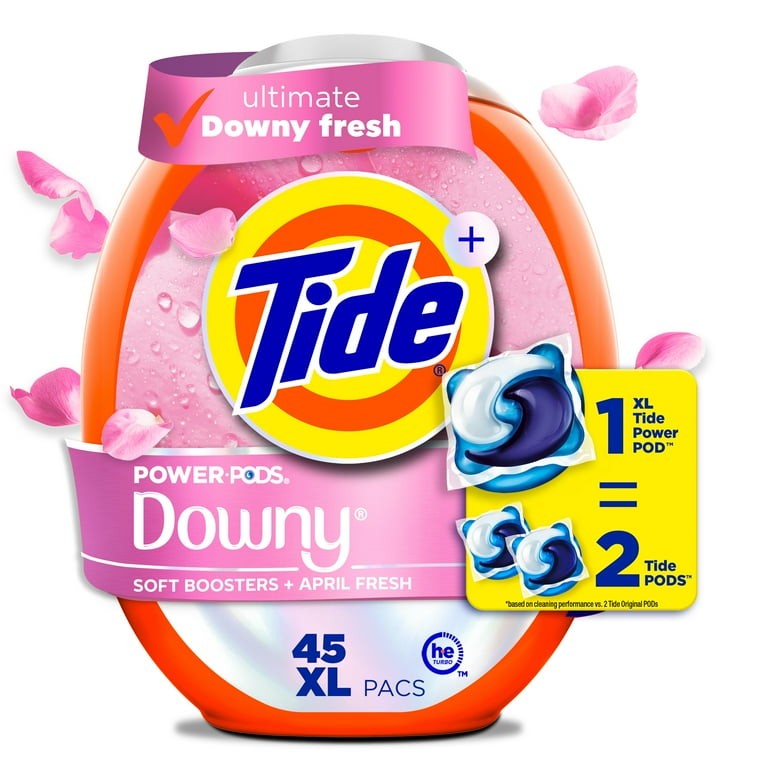 Tide Power PODS XL w/ Downy Soft Boosters April Fresh 45 Count HE
