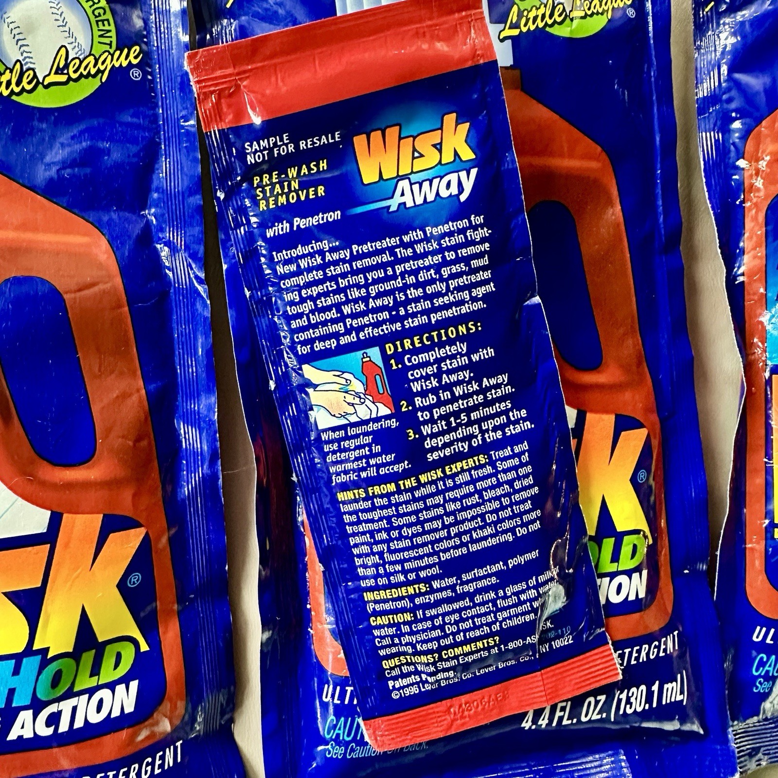3x WISK Color Hold Action Detergent Packets + WISK Away Stain Remover Sample