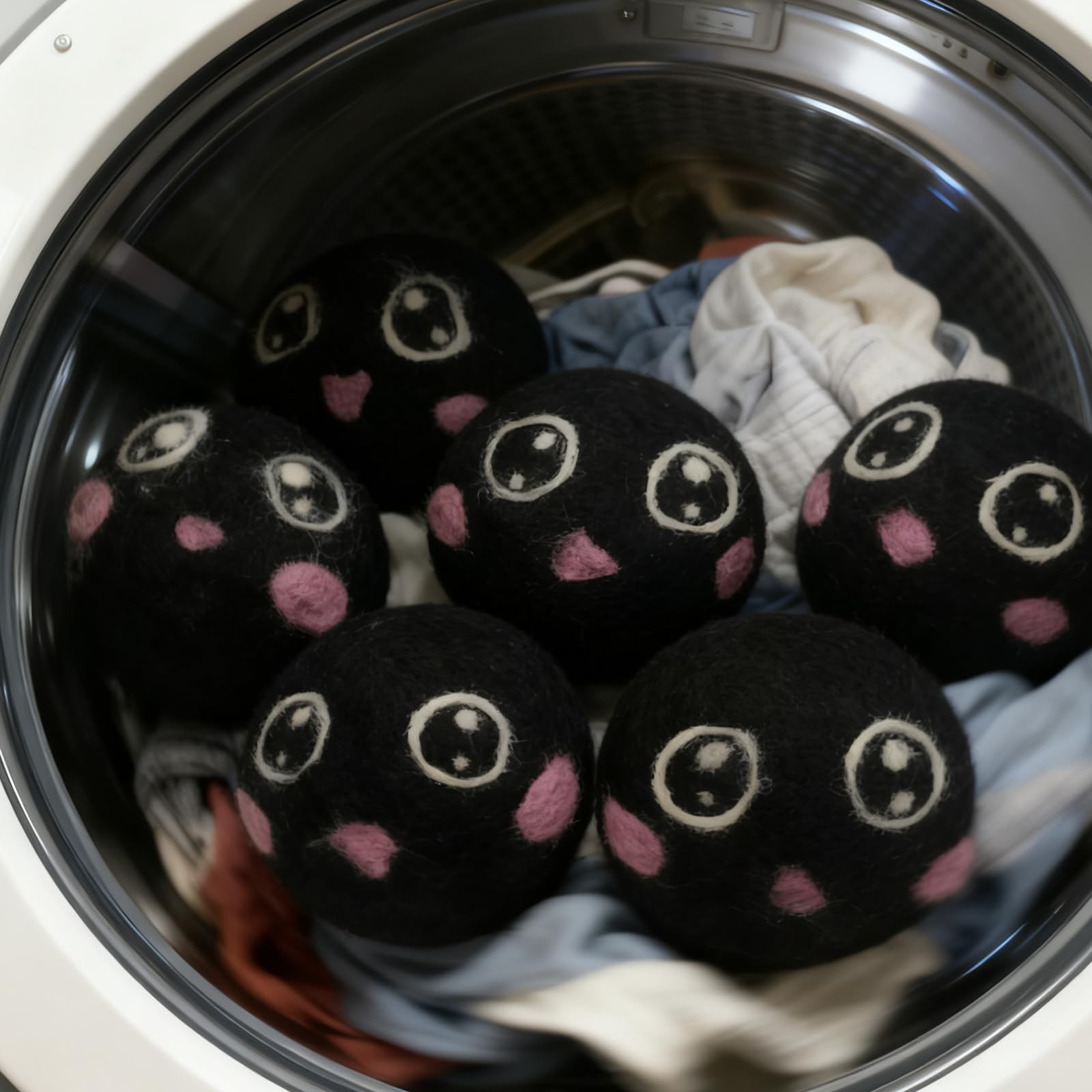 Dry Balls, Black Wool Dryer Balls Laundryer Balls for Dryer Premium 6-Pack Ne…