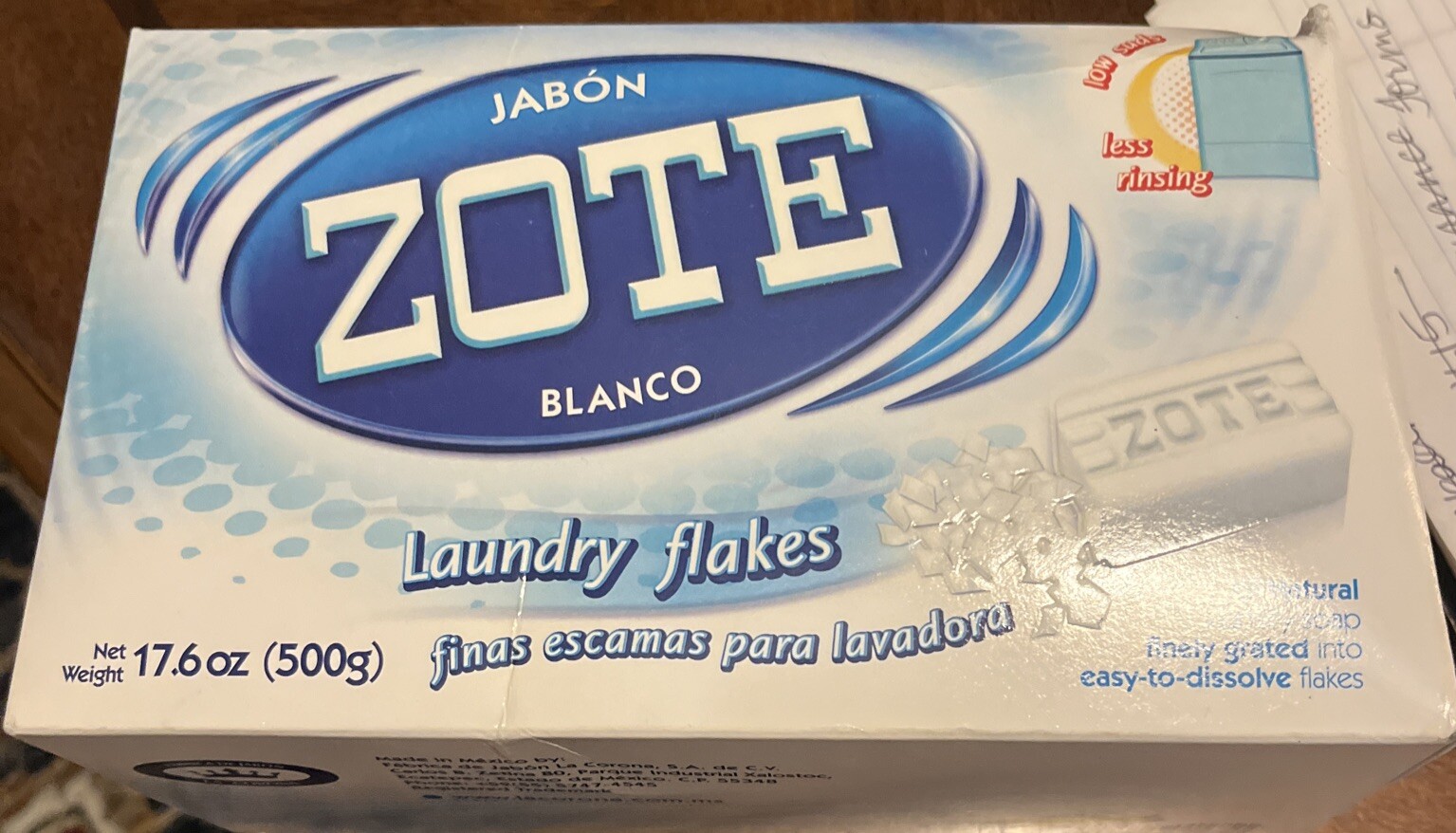 Jabon ZOTE Blanco Laundry Flakes, White All Natural Laundry Soap, 17.6 Oz.