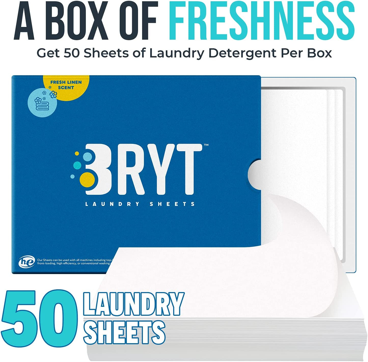 Laundry Detergent Sheets Eco Friendly Light Fresh Scent 50 Pack Detergent Strip