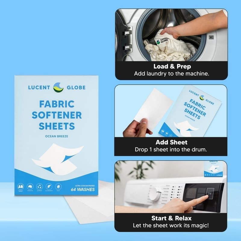 Fabric Softener Sheets Travel Size Odor Fighting Hypoallergenic for All Machines