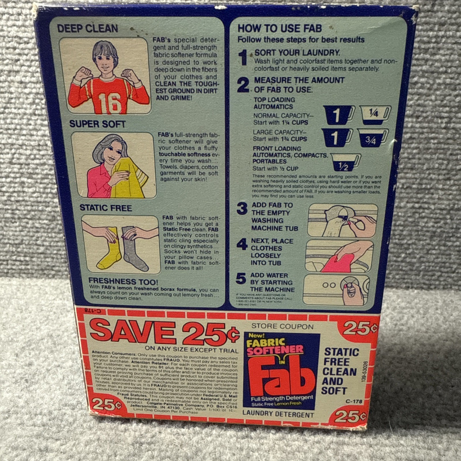 Fab Laundry Detergent Vintage small 7oz Box Movie TV Picture Prop Collectible