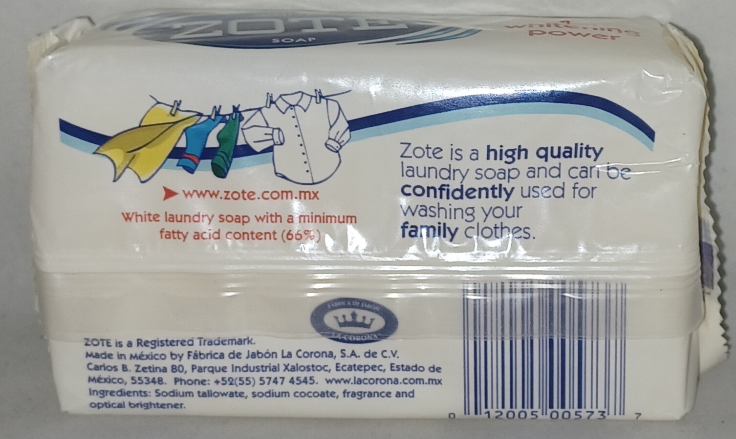 Zote White Bar Laundry Soap 14.1oz ( 400g)