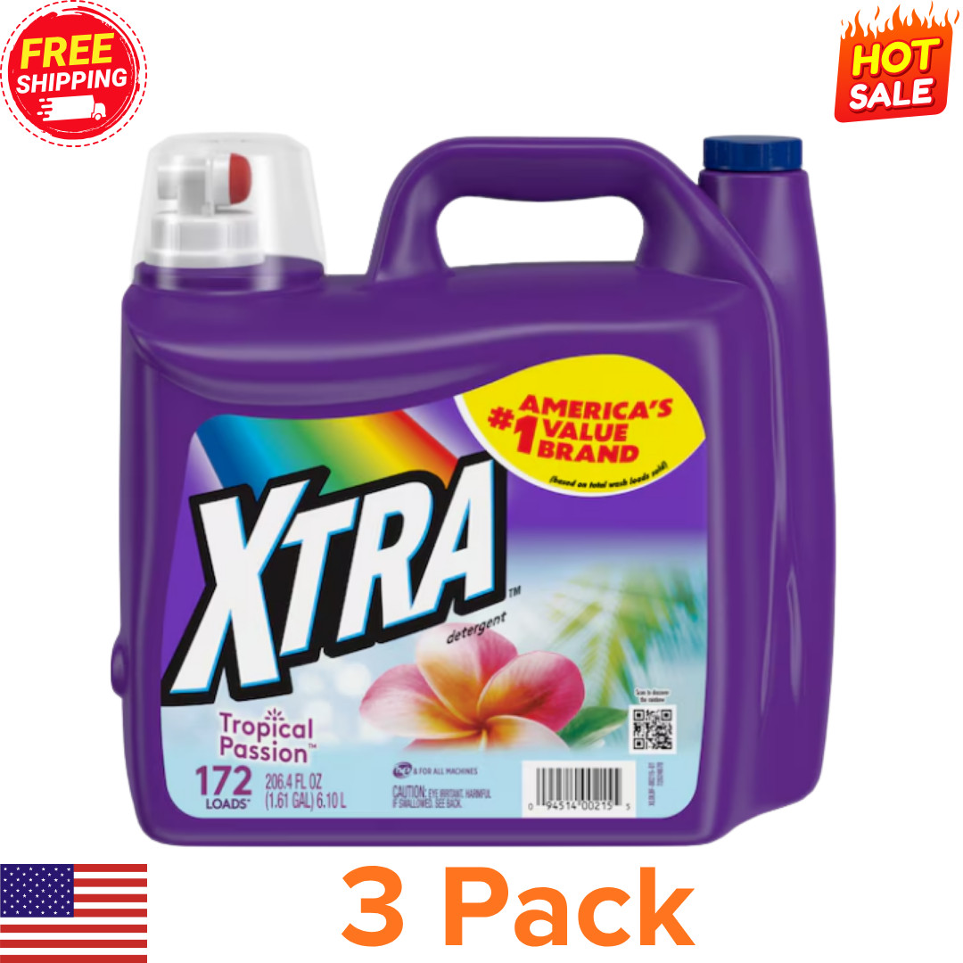 (2 pack)XTRA HE Tropical Passion Liquid Laundry Detergent 206.4 fl oz 172 Loads