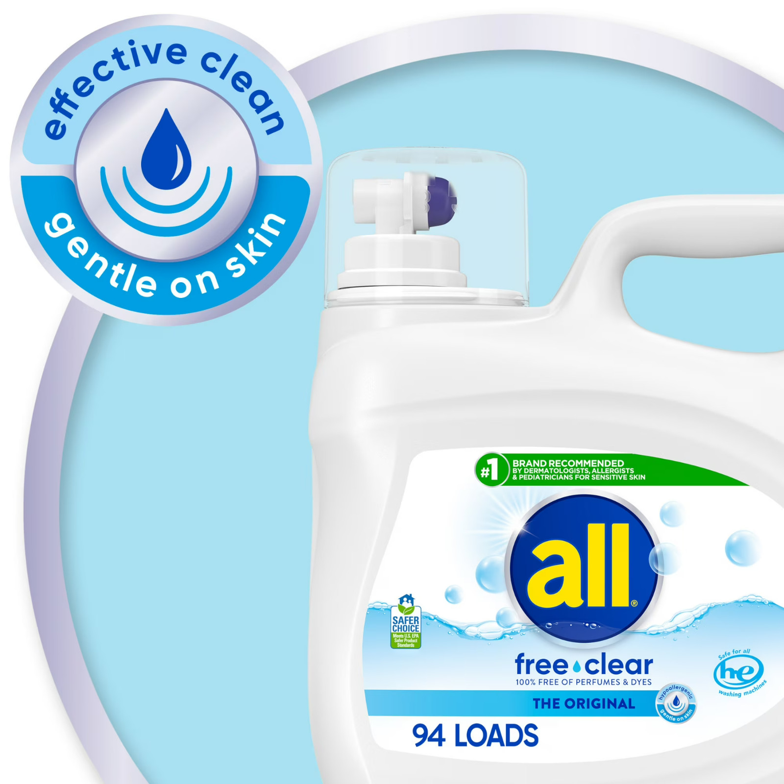 all Liquid Laundry Detergent, Free Clear for Sensitive Skin, 118 oz , 2 Pack