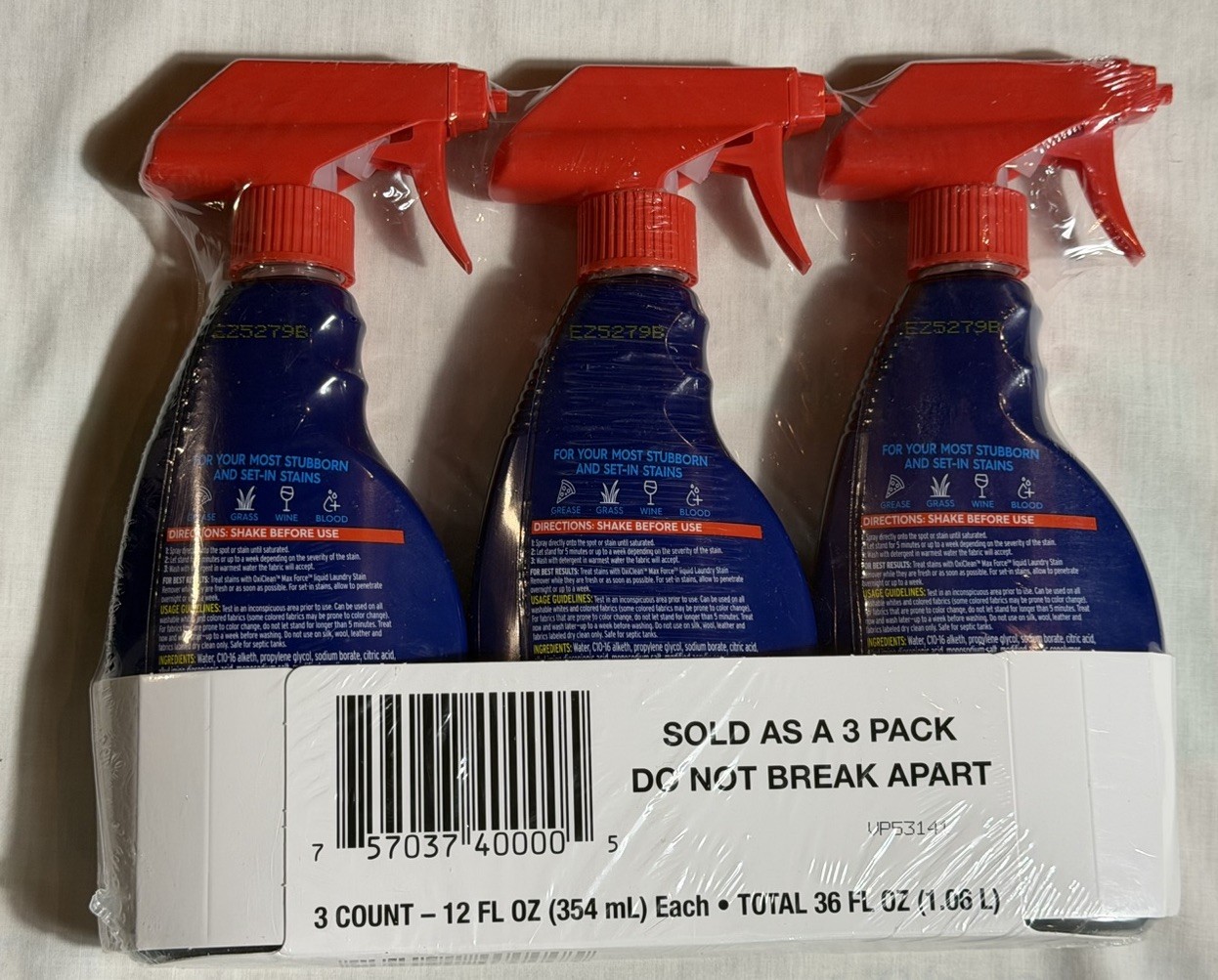 OxiClean Max Force Laundry Stain Remover Spray 12 fl oz 3 Pack New Sealed