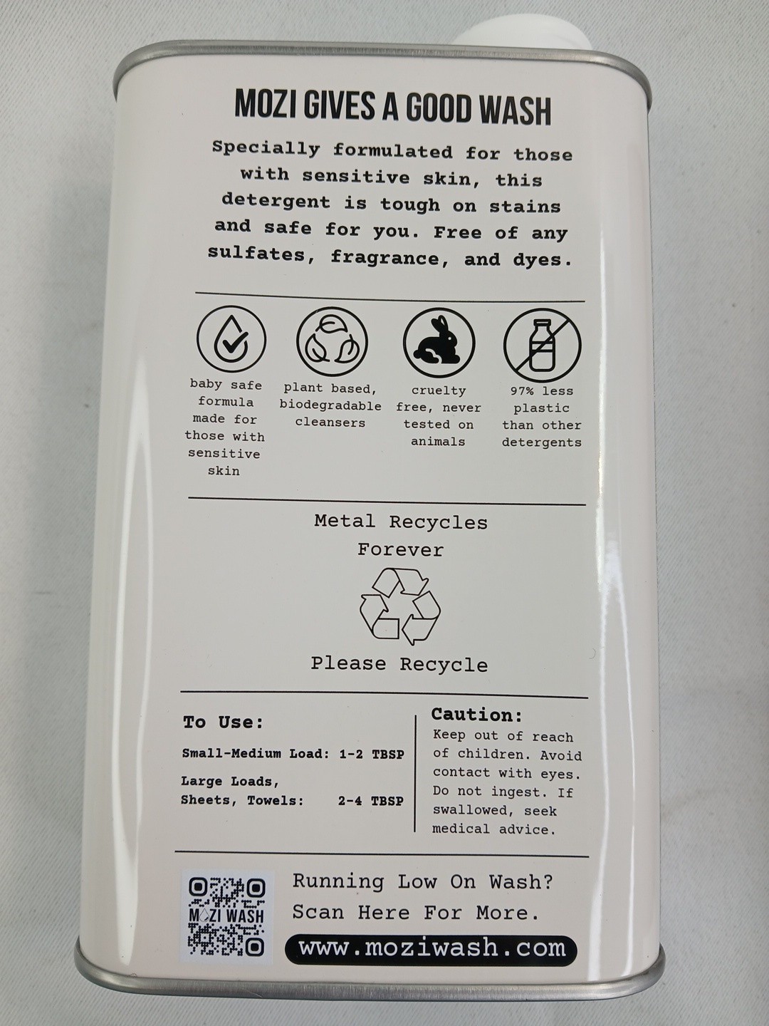 Mozi Wash Unscented Laundry Detergent QT Concentrate Plant-Based Non-Toxic #376
