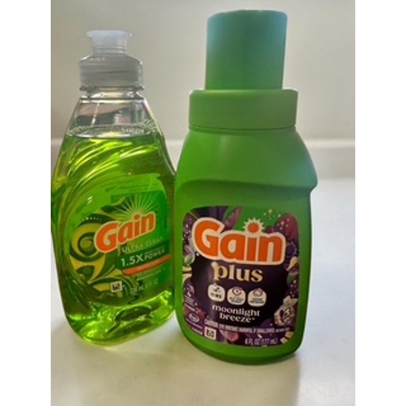 Gain Cleaning Bundle Dish Soap + Laundry Detergent Travel Size Set New
