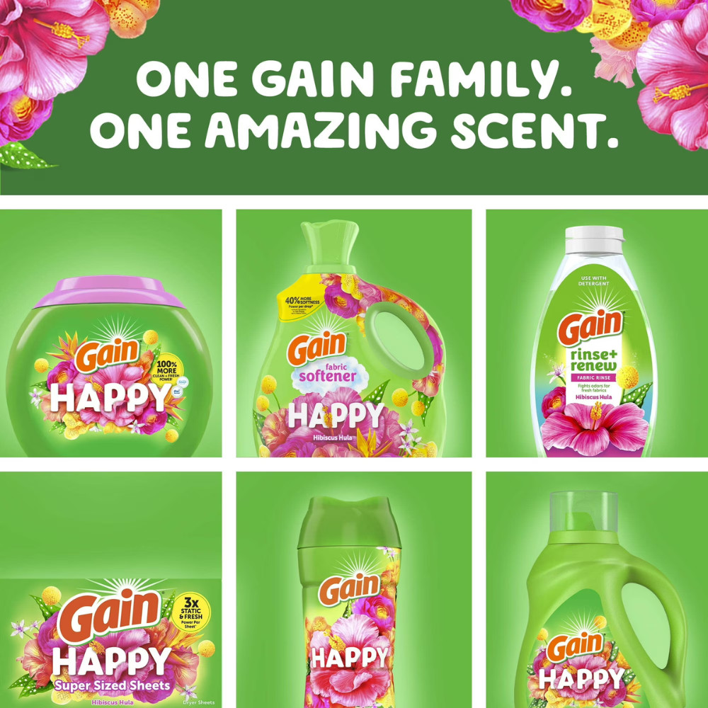 Gain Liquid Fabric Softener, Happy Hibiscus Hula, 101 fl oz, 151 Loads, 2 Pack