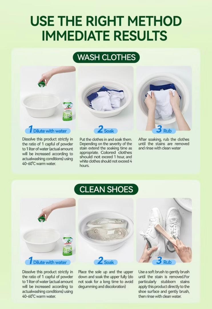 2x Seaways Laundry Stain Remover Powder 340g – Oxygen Cleaning, Color Safe, Odor