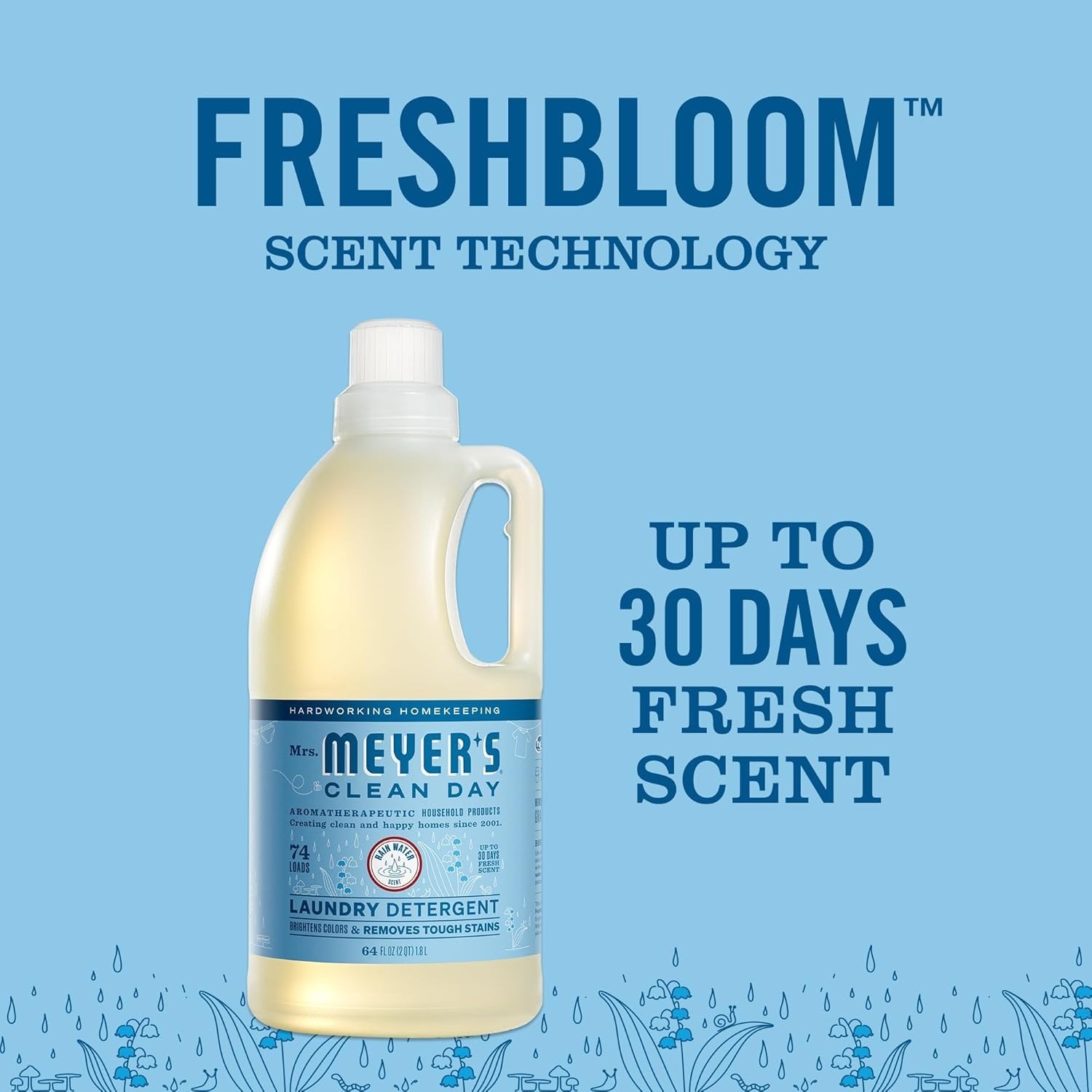 Eco-Friendly 64oz Mrs. Meyer’s Laundry Detergent with Essential Oils – Pack of 2