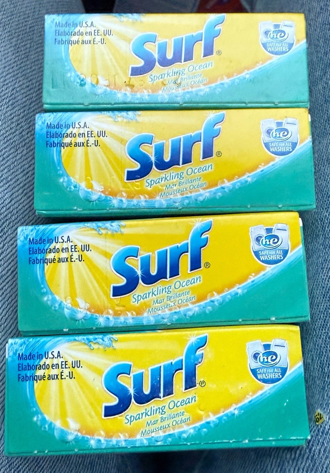 4 Pack – Surf Sparkling Ocean Powder Laundry Detergent, 1 Load Each Box Vending