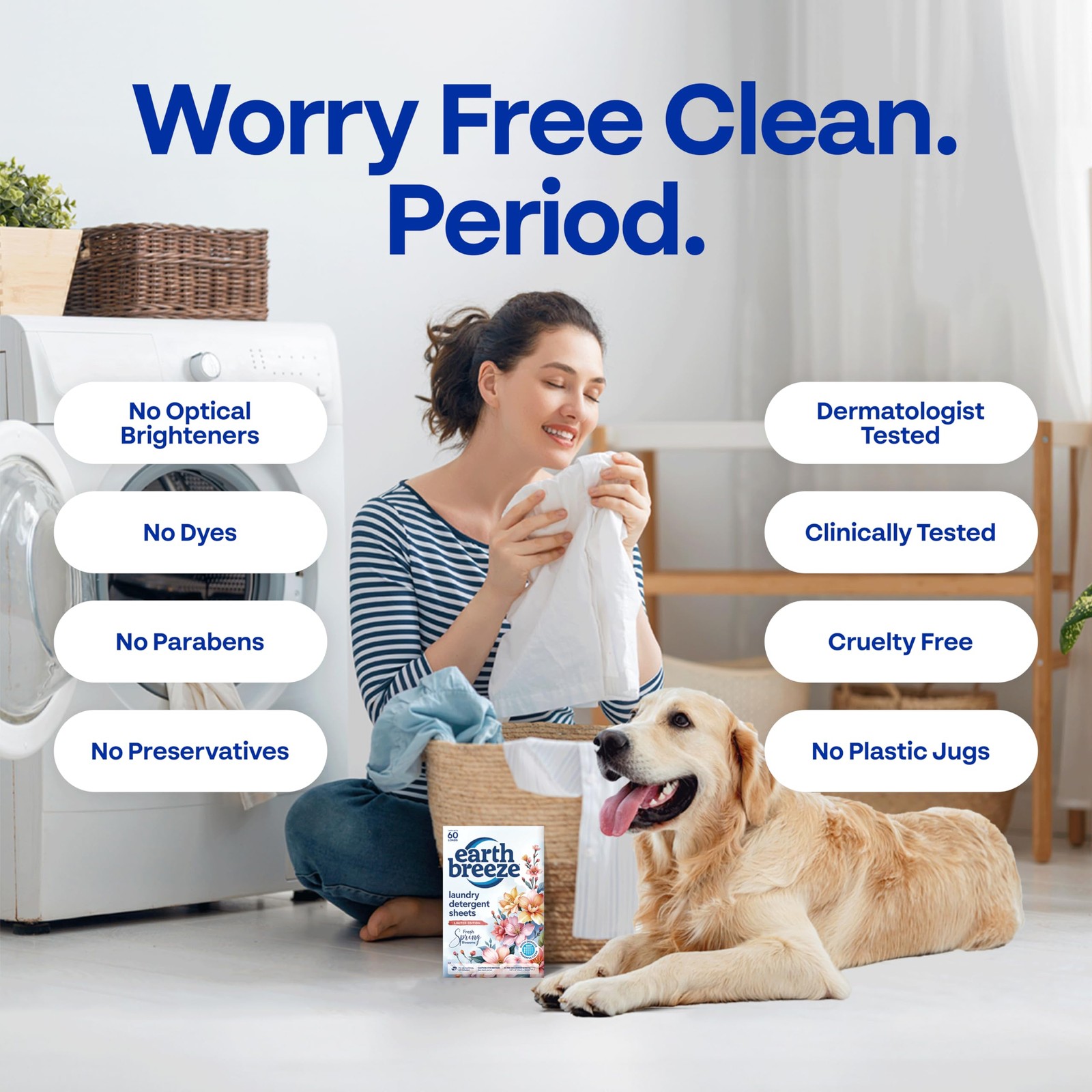 Earth Breeze Laundry Detergent Sheets Fresh Spring Blossoms 60 Loads