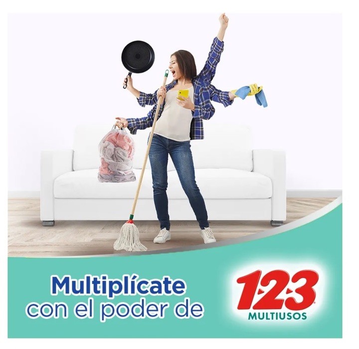 6 Pack DETERGENTE EN POLVO 1.2.3 / Laundry Detergent 900g C/U