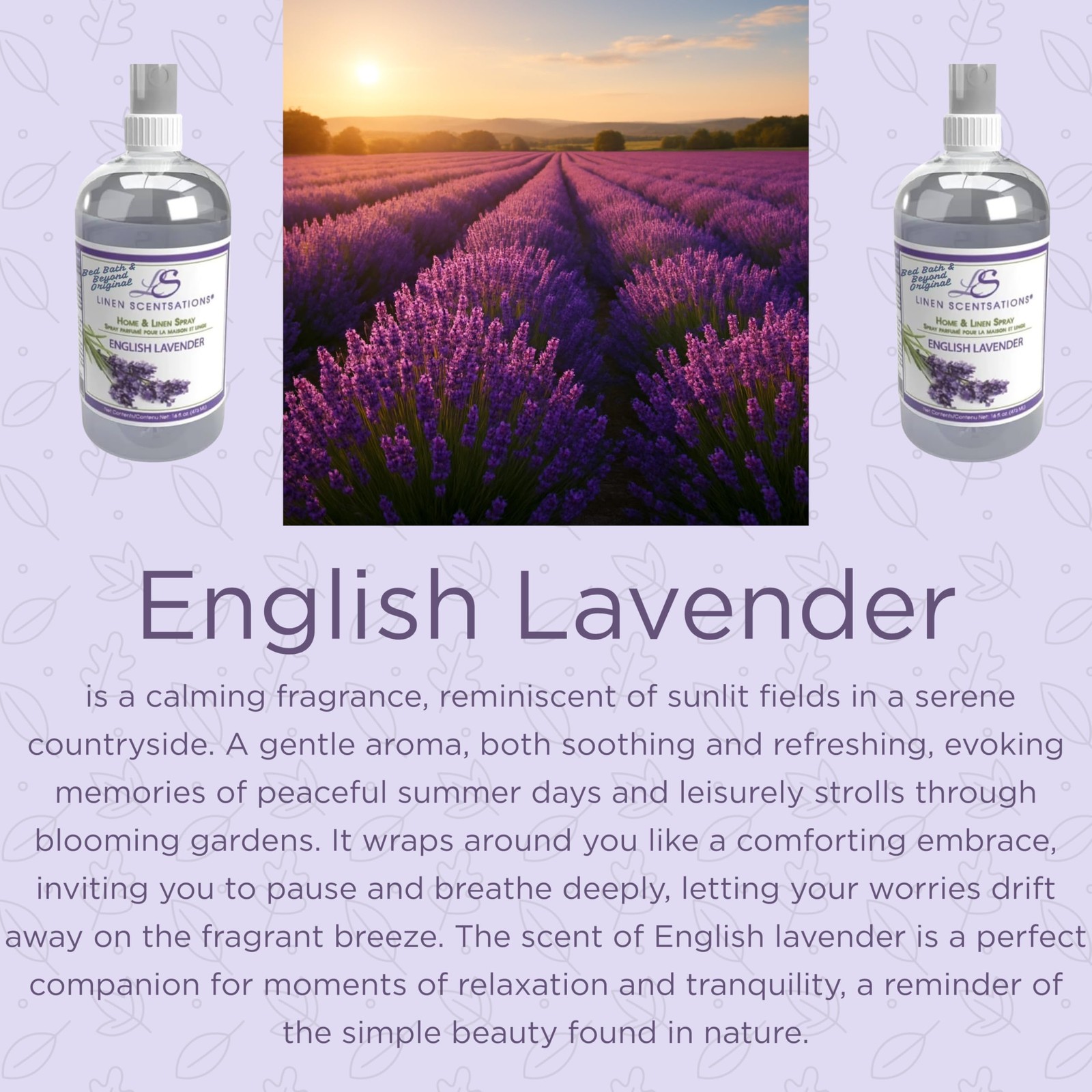 Linen Scentsations Fabric and Linen Spray 2 Pack, English Lavender, 16oz x2 (…