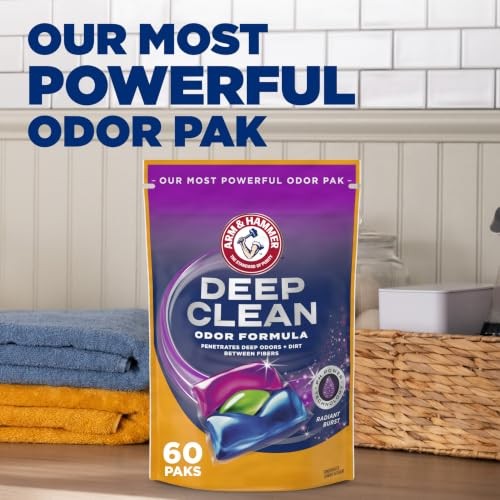 Deep Clean Odor Formula Laundry Detergent Power Paks, Radiant Burst Scent, 60