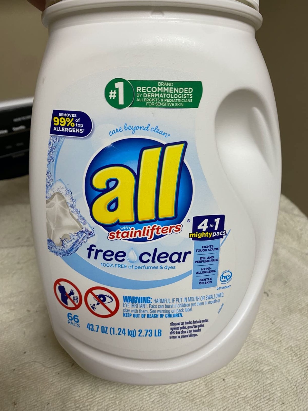 Mighty Pacs with Stainlifters Free Clear Laundry Detergent, Free Clear for Sensi