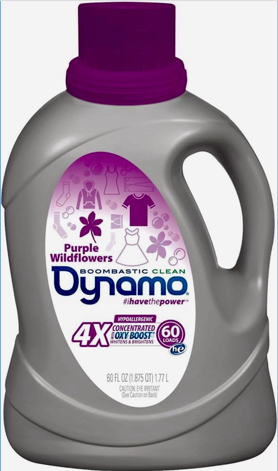Dynamo Laundry Detergent Purple Wildflowers HE Oxy Boost Hypoallergenic 60 Loads