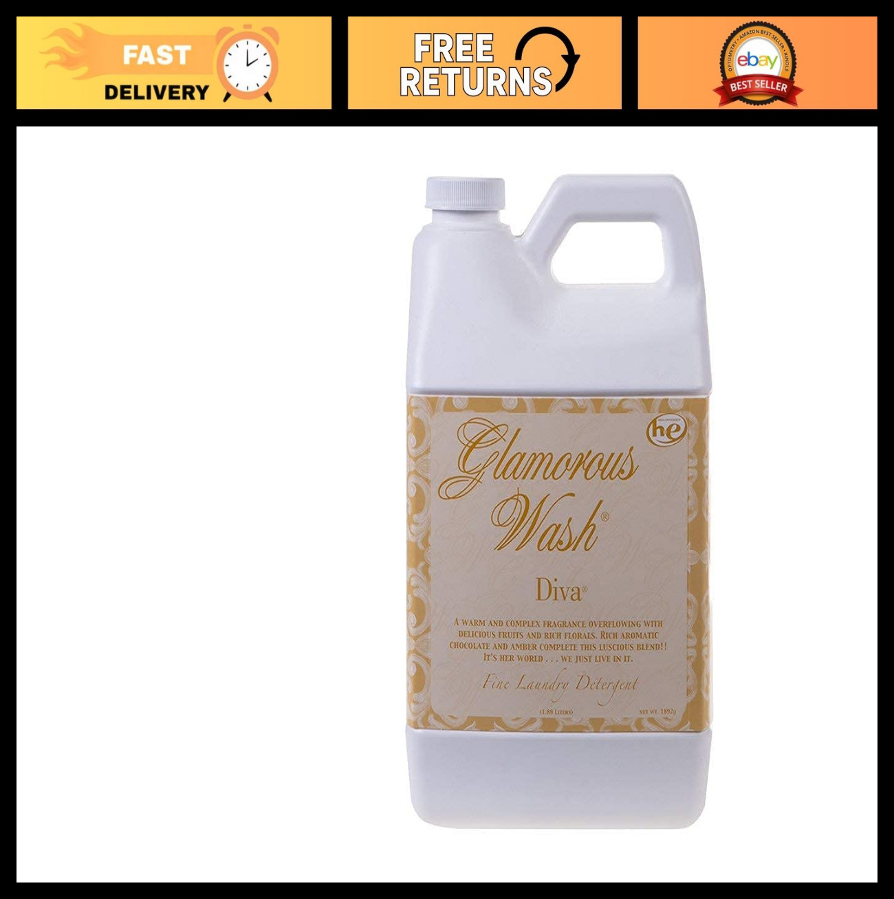 Glamorous Liquid Wash – Diva Scent, 64 oz, Floral Fragrance, 1 Pack, Fresh Clean
