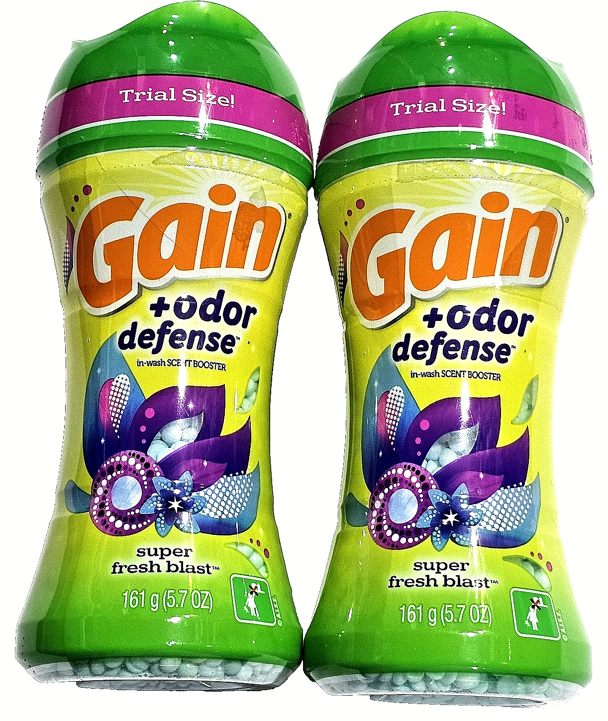 2 Pack Gain + Odor Defense In Wash Scent Booster Super Fresh Blast 5.7oz