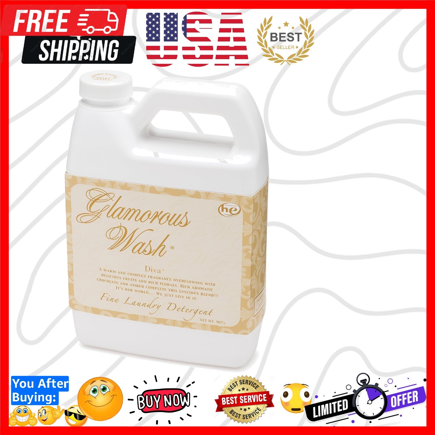 TYLER Glamorous Wash, Floral, Liquid, Diva, 907g.