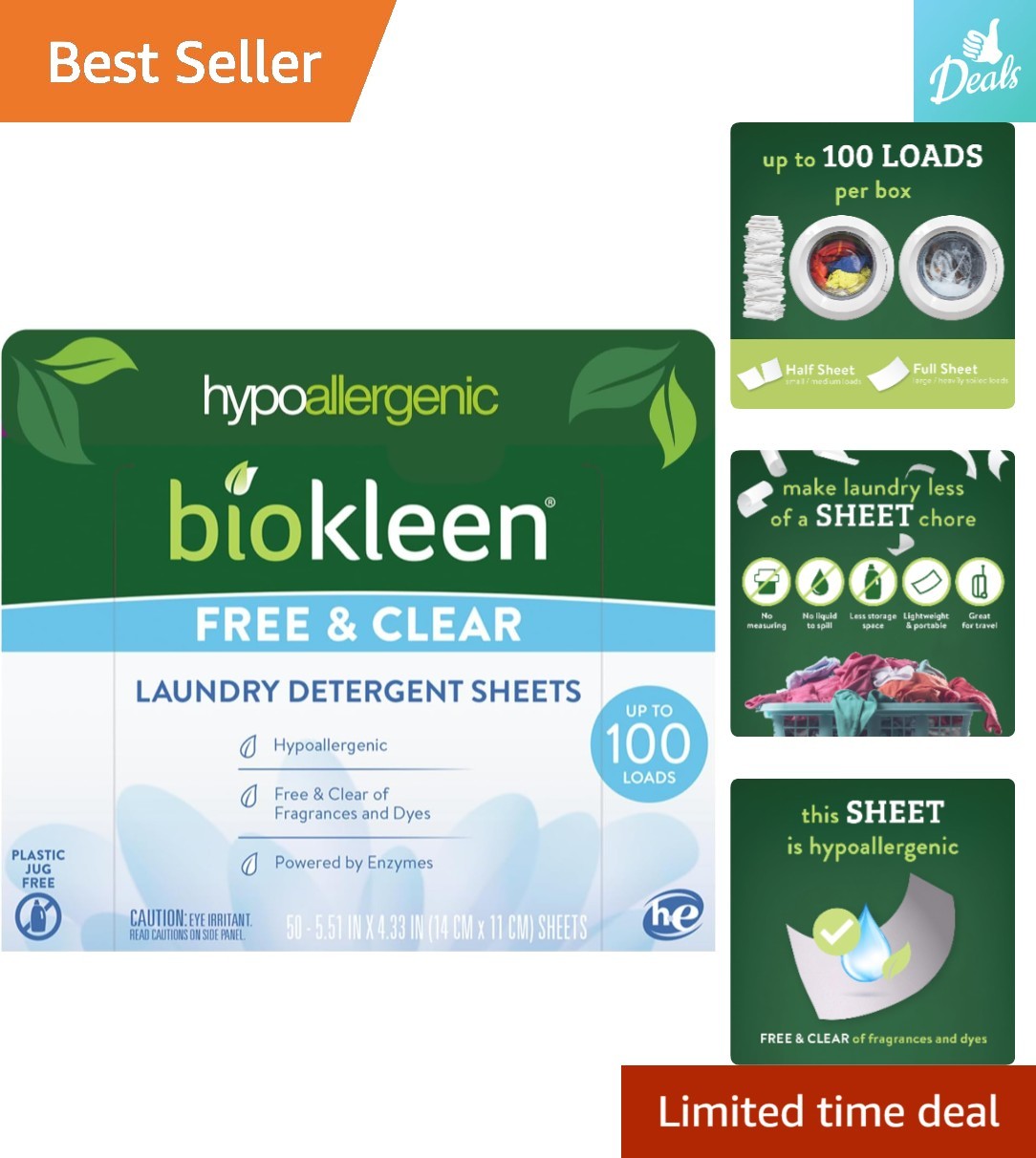 Eco-Conscious Laundry Detergent Sheets – 100 Loads, Machine Washable, Unscented