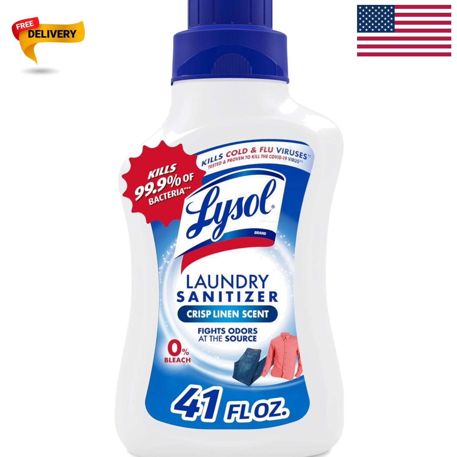 Disinfectant Laundry Sanitizer – Odor Eliminator in Crisp Linen, 41 Fl Oz
