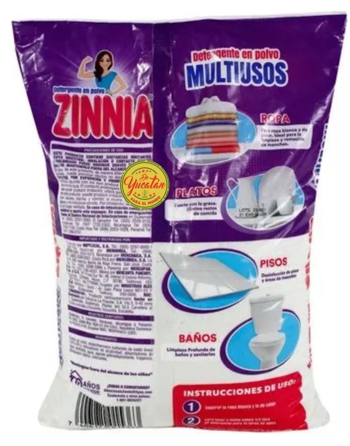 6 Pack ZINNIA DETERGENTE EN POLVO MULTIUSOS 450g C/U