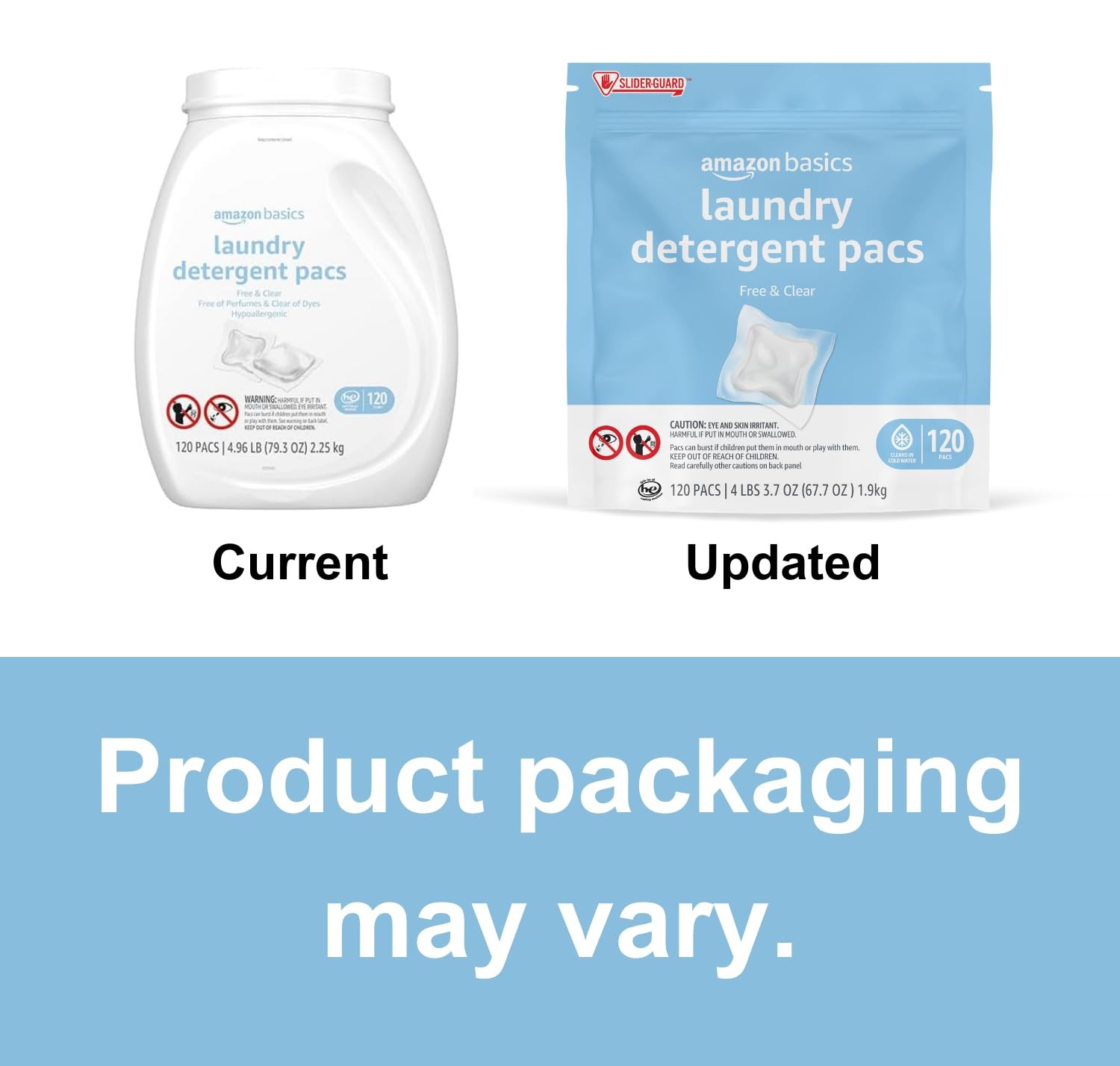 Amazon Basics Laundry Detergent Pacs, Free & Clear, Hypoallergenic, Fragrance…