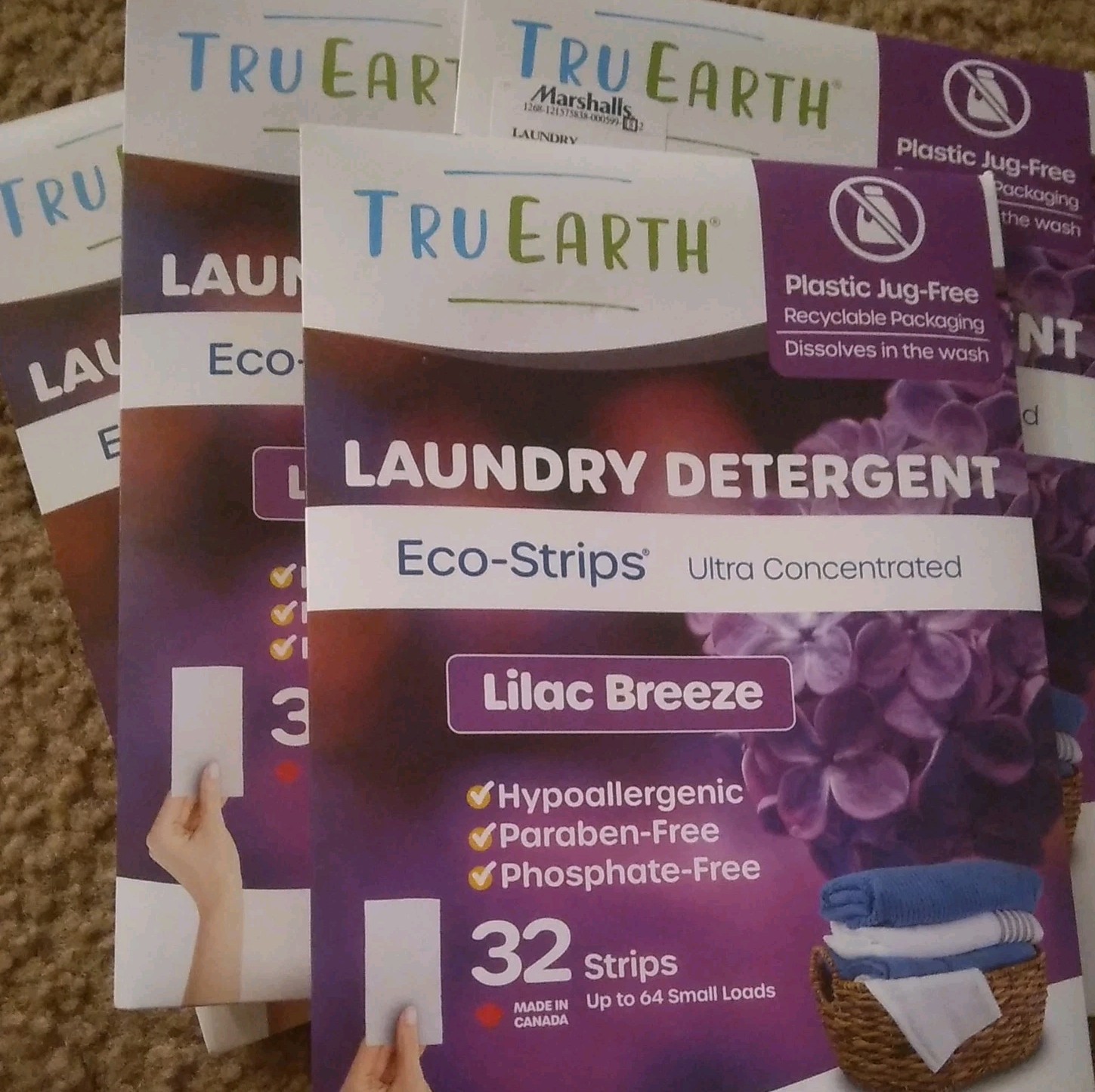 4 pk Tru Earth Eco-Strips Concentrated Laundry Detergent LILAC BREEZE = 32 loads