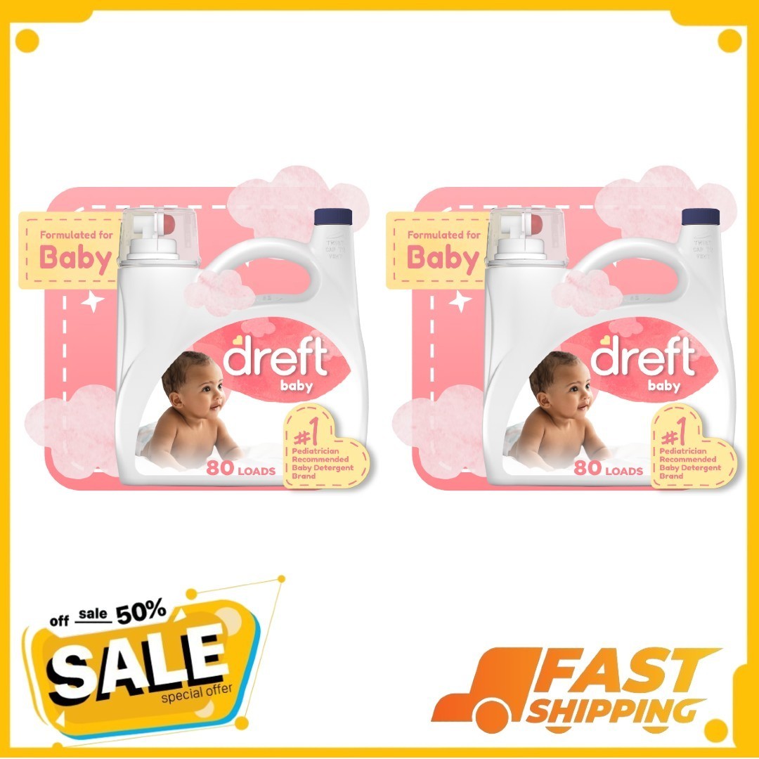 ( 2 Pack ) Dreft Liquid Laundry Detergent for Babies, 105 fl oz, 80 Loads